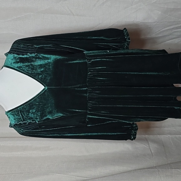 Umgee " Under The Mistletoe" Velvet V-Neck Tunic in Deep Green - Picture 1 of 11